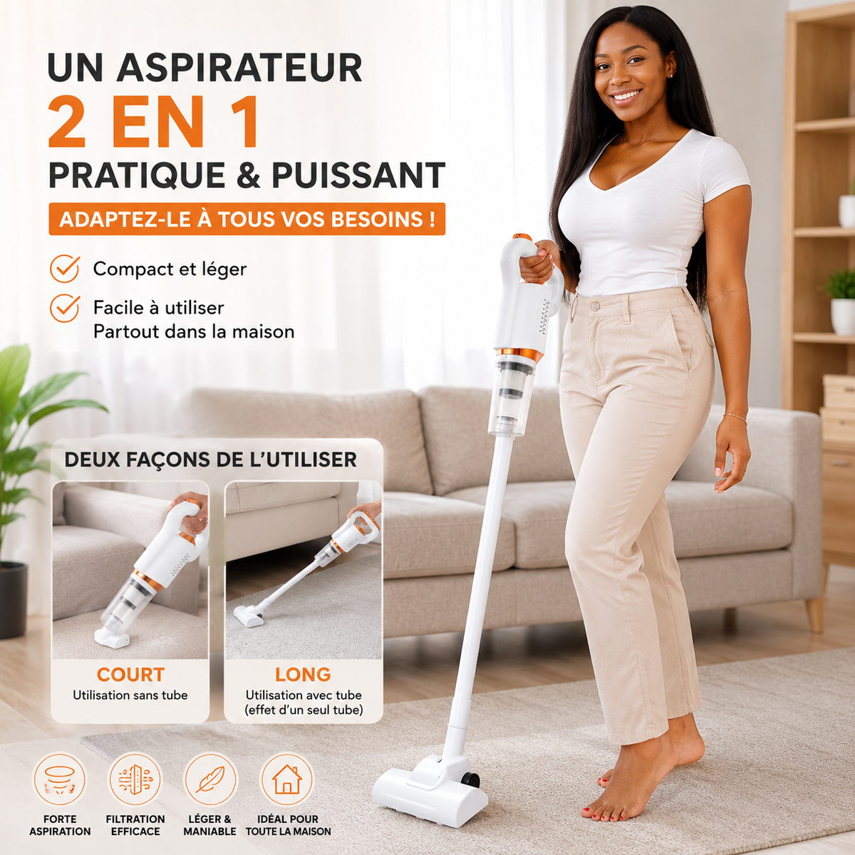 Aspirateur Multifonction 2-en-1 : Pour une Maison et une Voiture Impeccables !