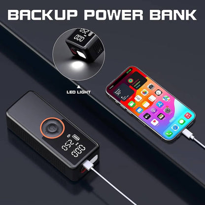 🔋 Compresseur Tout-en-Un avec Power Bank et Lampe d’Urgence